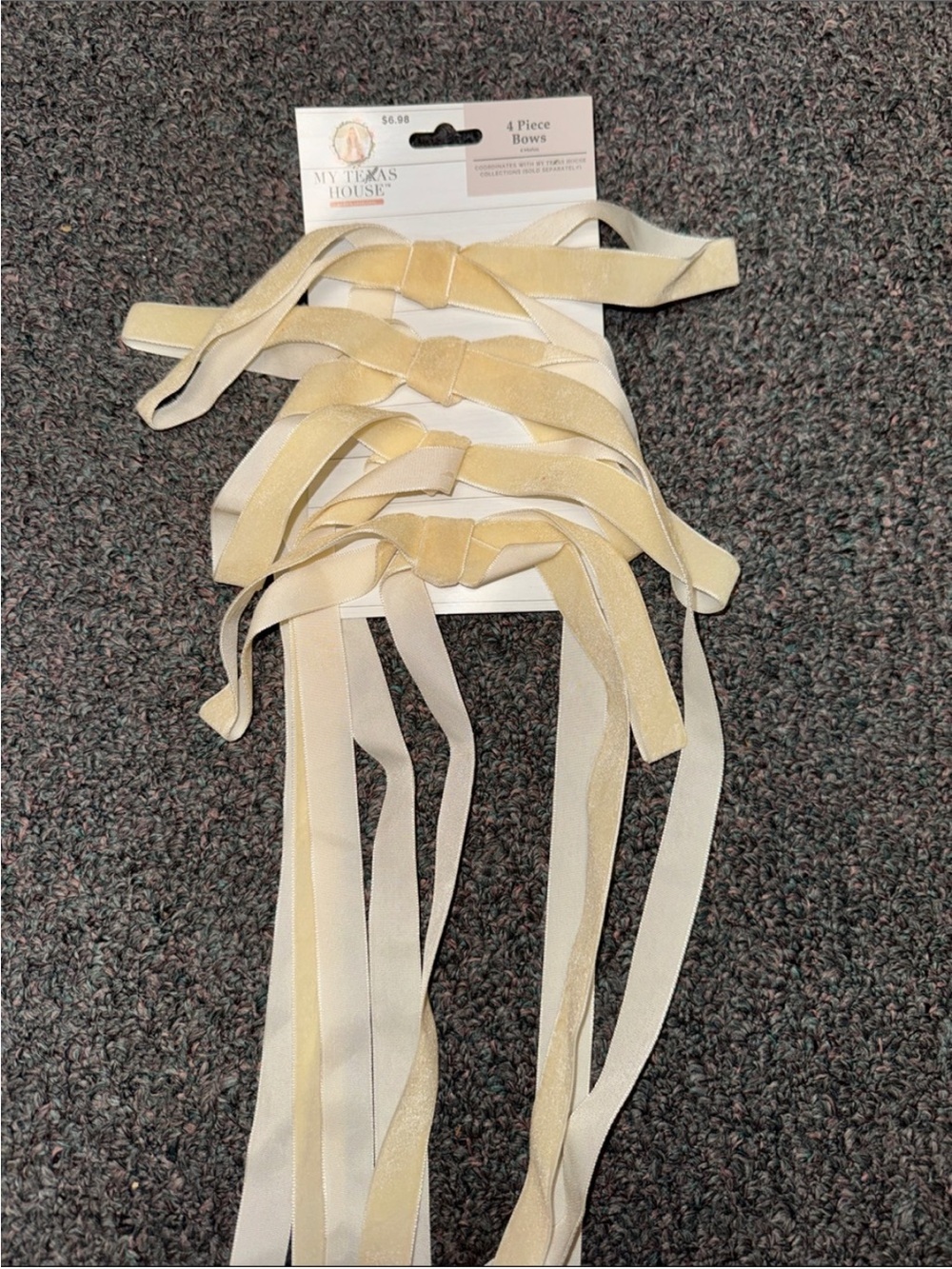 Cream Velvet Ribbon Hair Bows - - Picture 1 of 2